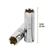 Dado largo de 14 mm, 6 puntas, cuadro 3/8', TRUPER
