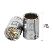 Dado de 14 mm, 12 puntas, cuadro 3/8', TRUPER