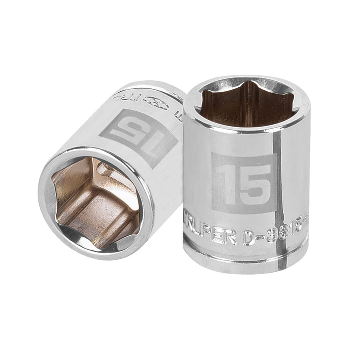Dado de 15 mm, 6 puntas, cuadro 3/8', TRUPER
