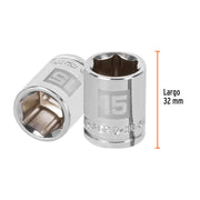 Dado de 15 mm, 6 puntas, cuadro 3/8', TRUPER