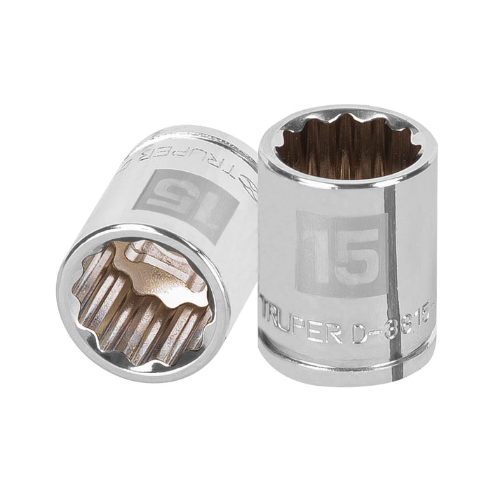Dado de 15 mm, 12 puntas, cuadro 3/8', TRUPER