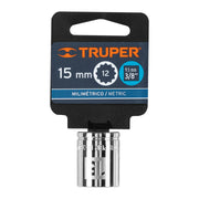Dado de 15 mm, 12 puntas, cuadro 3/8', TRUPER