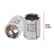 Dado de 16 mm, 6 puntas, cuadro 3/8', TRUPER