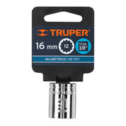 Dado de 16 mm, 12 puntas, cuadro 3/8', TRUPER