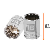 Dado de 16 mm, 12 puntas, cuadro 3/8', TRUPER
