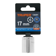 Dado de 17 mm, 6 puntas, cuadro 3/8', TRUPER