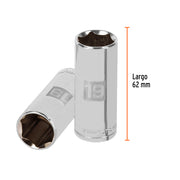 Dado largo de 19 mm, 6 puntas, cuadro 3/8', TRUPER