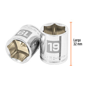 Dado de 19 mm, 6 puntas, cuadro 3/8', TRUPER
