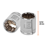 Dado de 19 mm, 12 puntas, cuadro 3/8', TRUPER