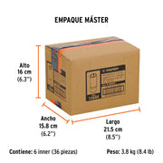 Dado para bujías de 5/8', 6 puntas, cuadro 3/8', TRUPER