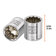 Dado de 20 mm, 12 puntas, cuadro 3/8', TRUPER