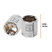 Dado de 21 mm, 6 puntas, cuadro 3/8', TRUPER