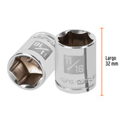 Dado de 11/16', 6 puntas, cuadro 3/8', TRUPER