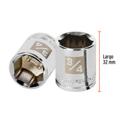 Dado de 3/4', 6 puntas, cuadro 3/8', TRUPER