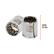 Dado de 3/4', 12 puntas, cuadro 3/8', TRUPER