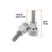 Dado punta hexagonal de 1/4', cuadro 3/8', TRUPER