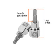 Dado punta hexagonal de 3/16', cuadro 3/8', TRUPER