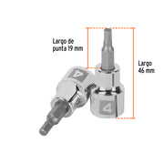 Dado punta hexagonal de 4 mm, cuadro 3/8', TRUPER