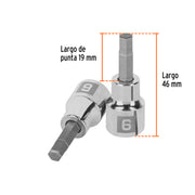 Dado punta hexagonal de 6 mm, cuadro 3/8', TRUPER