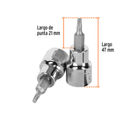 Dado punta torx T-15, cuadro 3/8', TRUPER