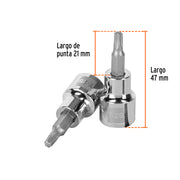 Dado punta torx T-25, cuadro 3/8', TRUPER