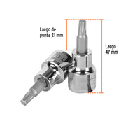 Dado punta torx T-27, cuadro 3/8', TRUPER