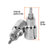 Dado punta torx T-25, cuadro 1/2', TRUPER