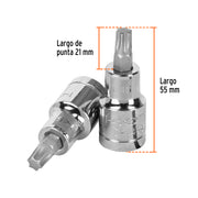 Dado punta torx T-45, cuadro 1/2', TRUPER