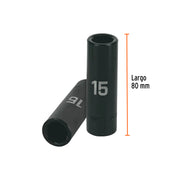 Dado largo cuadro 1/2' de impacto 6 puntas de 15 mm, TRUPER
