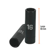 Dado largo cuadro 1/2' de impacto 6 puntas de 16 mm, TRUPER