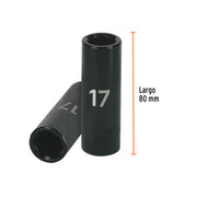 Dado largo cuadro 1/2' de impacto 6 puntas de 17 mm, TRUPER