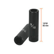 Dado largo impacto de 9/16', 6 puntas, cuadro 1/2', TRUPER