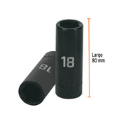 Dado largo cuadro 1/2' de impacto 6 puntas de 18 mm, TRUPER