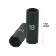 Dado largo cuadro 1/2' de impacto 6 puntas de 19 mm, TRUPER
