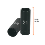 Dado largo cuadro 1/2' de impacto 6 puntas de 21 mm, TRUPER