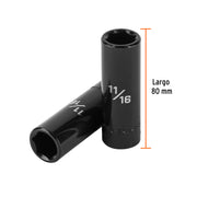 Dado largo impacto de 11/16', 6 puntas, cuadro 1/2', TRUPER