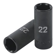 Dado largo impacto de 22 mm, 6 puntas, cuadro 1/2', TRUPER