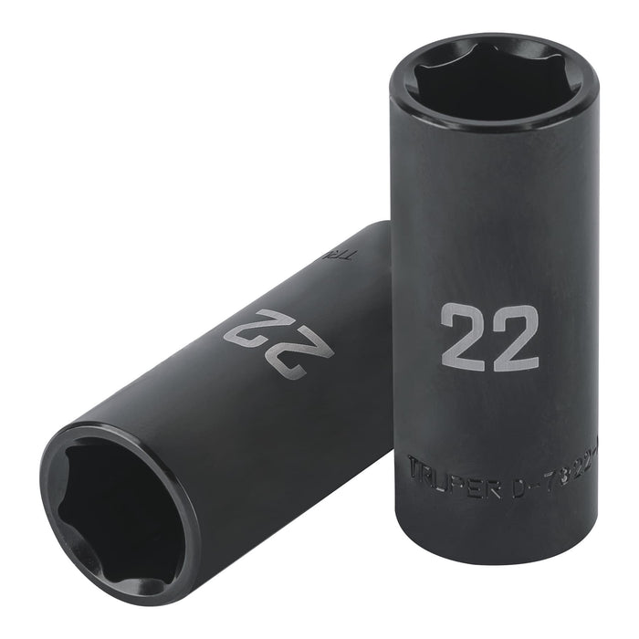 Dado largo impacto de 22 mm, 6 puntas, cuadro 1/2', TRUPER