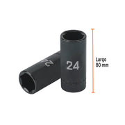 Dado largo impacto de 24 mm, 6 puntas, cuadro 1/2', TRUPER