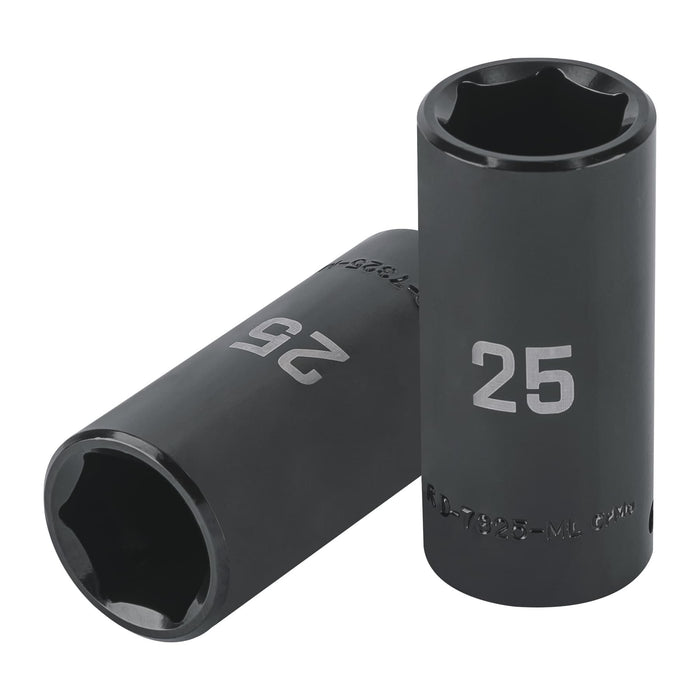 Dado largo impacto de 25 mm, 6 puntas, cuadro 1/2', TRUPER