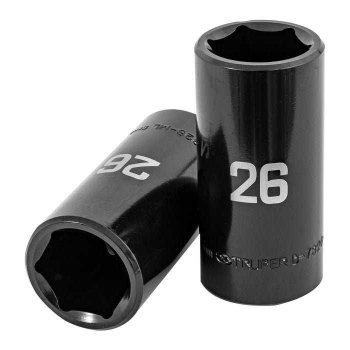 Dado largo impacto de 26 mm, 6 puntas, cuadro 1/2', TRUPER