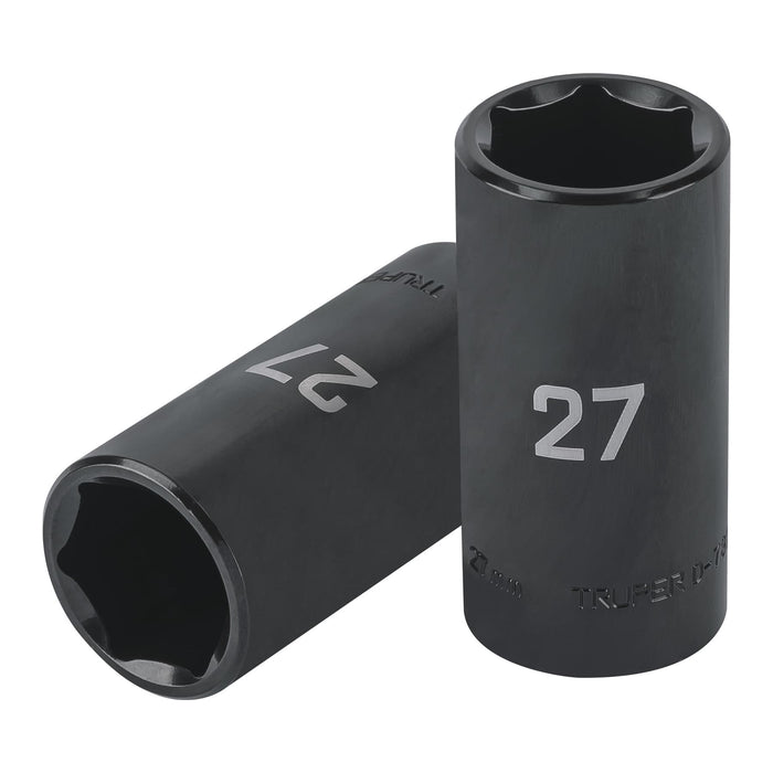 Dado largo impacto de 27 mm, 6 puntas, cuadro 1/2', TRUPER