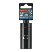 Dado largo impacto de 27 mm, 6 puntas, cuadro 1/2', TRUPER