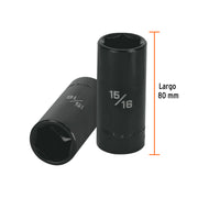 Dado largo impacto de 15/16', 6 puntas, cuadro 1/2', TRUPER
