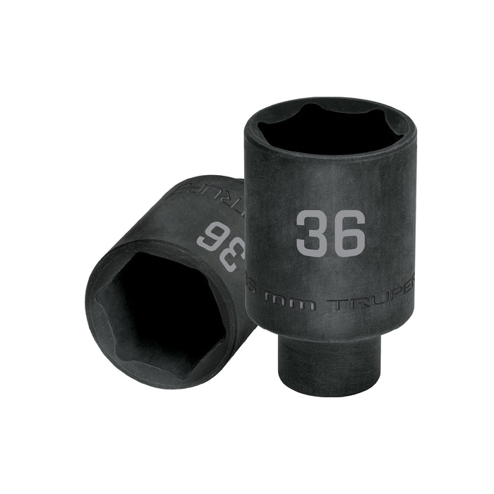 Dado largo impacto de 36 mm, 6 puntas, cuadro 1/2', TRUPER