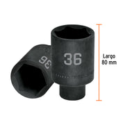 Dado largo impacto de 36 mm, 6 puntas, cuadro 1/2', TRUPER