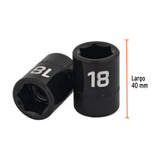 Dado cuadro 1/2' de impacto 6 puntas de 18 mm, TRUPER