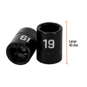 Dado cuadro 1/2' de impacto 6 puntas de 19 mm, TRUPER