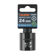 Dado de impacto de 24 mm, 6 puntas, cuadro 1/2', TRUPER