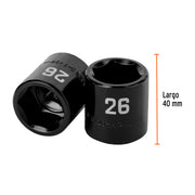 Dado de impacto de 26 mm, 6 puntas, cuadro 1/2', TRUPER